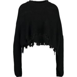 Swetry klasyczne damskie: Double Agent WITH RIPPED HEM Sweter black