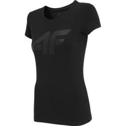 T-shirt damski TSD005 - głęboka czerń. Czarne t-shirty damskie 4f, bez wzorów, bez kołnierzyka. Za 44,99 zł.