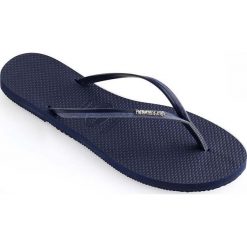 Havaianas - Japonki. Niebieskie klapki damskie Havaianas, bez wzorów, ze skóry, bez obcasa, na obcasie. W wyprzedaży za 89,90 zł.