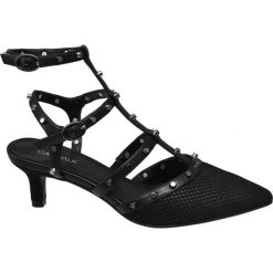 Czółenka damskie Catwalk czarne. Czarne czółenka damskie Catwalk, bez wzorów, z materiału, bez obcasa, na obcasie. Za 29,00 zł.