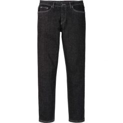 Dżinsy dresowe z odblaskowymi elementami Slim Fit Straight bonprix czarny "stone". Czarne jeansy męskie bonprix, m, bez wzorów. Za 49,99 zł.