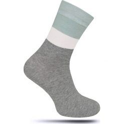 Szare Skarpetki -ALTIES- Męskie, w Miętowo-Białe Paski SKALTS0091. Szare paski męskie Alties, w paski, z tkaniny. Za 9,90 zł.