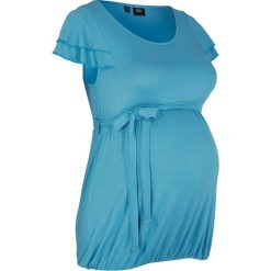 Shirt ciążowy bonprix szaro-niebieski. Niebieskie koszulki damskie bonprix, bez wzorów, z wiskozy, bez kołnierzyka, bez rękawów. Za 64,99 zł.