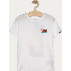Vans - T-shirt dziecięcy X The Simpsons 89-129 cm. Białe bluzki dziewczęce Vans, z nadrukiem, z bawełny, z okrągłym kołnierzem, z krótkim rękawem, krótkie, bez kaptura. Za 119,90 zł.