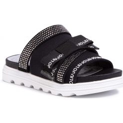 Klapki LIU JO - Desy 54 4A0765 TX111 Black 22222. Czarne klapki damskie Liu Jo, z aplikacjami, ze skóry ekologicznej, bez obcasa. Za 419,00 zł.