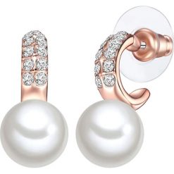 Pozłacane kolczyki-wkrętki z perłami i szklanymi kryształkami. Żółte kolczyki damskie The Pacific Pearl Company, Nova Pearls Copenhagen & Co., z perłą, złote. W wyprzedaży za 39,95 zł.