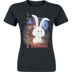 Sekretne Życie Zwierzaków Domowych Loveable Maniac Koszulka damska czarny. Czarne bluzki z egzotycznym wzorem Sekretne Życie Zwierzaków Domowych, s, z okrągłym kołnierzem. Za 74,90 zł.