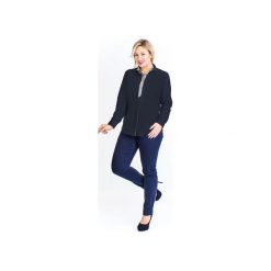 Koszulowa bluzka z wzorzystymi wstawkami. Czarne bluzki damskie Bird, bez wzorów, z koszulowym kołnierzykiem, bez rękawów. Za 127,00 zł.
