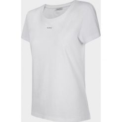 T-shirt damski TSD629 - biały - Outhorn. Białe koszulki damskie Outhorn, z nadrukiem, bez kołnierzyka, bez rękawów. Za 34,99 zł.