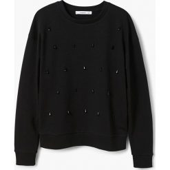 Mango - Bluza Diamond. Czarne bluzy damskie marki Mango, s, z aplikacjami, z elastanu, bez kaptura. W wyprzedaży za 49,90 zł.