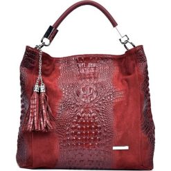 Torebki klasyczne damskie: Skórzana torebka w kolorze czerwonym – (S)35 x (W)50 x (G)14 cm