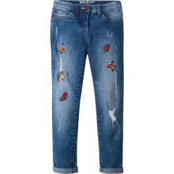 Jeansy dziewczęce: Dżinsy SKINNY z haftem bonprix niebieski „stone”