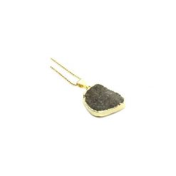 Colare Agat Druza Ciemno Szara złoto. Szare naszyjniki damskie Brazi druse jewelry, z agatem, srebrne. Za 170,00 zł.