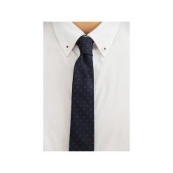 Krawat jedwabny slim #17. Niebieskie krawaty męskie marki The bow bow ties, bez wzorów, z jedwabiu. Za 99,00 zł.