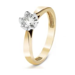 Piękny Złoty Pierścionek - złoto 585, Brylant 0,54ct. Żółte pierścionki damskie W.KRUK, z brylantem, złote. Za 16790,00 zł.