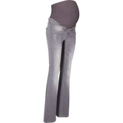 Dżinsy dzwony ciążowe bonprix szary denim. Szare jeansy damskie bonprix, moda ciążowa. Za 79,99 zł.
