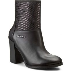 Botki KARINO - 1406/076-P Czarny. Czarne botki damskie skórzane marki Karino. W wyprzedaży za 229,00 zł.