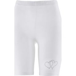 Krótkie legginsy bonprix biały. Białe spodnie damskie bonprix, bez wzorów. Za 29,99 zł.