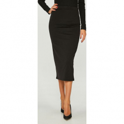 Answear - Spódnica Animal Me. Czarne spódniczki damskie ANSWEAR, s, bez wzorów, z elastanu, z podwyższonym stanem, maxi, dopasowane. W wyprzedaży za 59,90 zł.