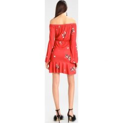 Sukienki: Missguided FLORAL BARDOT LONG SLEEVE MINI DRESS Sukienka z dżerseju red