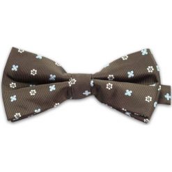 Brązowa Mucha w Drobne Kwiatki, Kwiatuszki, Męska MUVRN0002. Pomarańczowe muszki męskie Vernon, w paski, eleganckie. Za 29,00 zł.