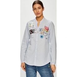 Desigual - Koszula. Niebieskie bluzki damskie Desigual, na co dzień, s, z haftami, z bawełny, casualowe, z okrągłym kołnierzem, z długim rękawem. W wyprzedaży za 199,90 zł.