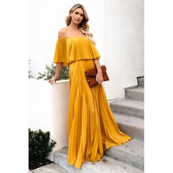 Sukienka LELA MUSTARD. Żółte sukienki damskie s, długie. W wyprzedaży za 79,00 zł.