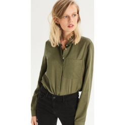 Koszula z lyocellu - Khaki. Brązowe koszule wiązane damskie Sinsay, m, z lyocellu. Za 99,99 zł.
