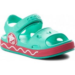 Sandały COQUI - Fobee 8851 Mint/New Rouge. Zielone sandały dziewczęce Coqui, z tworzywa sztucznego, bez zapięcia. W wyprzedaży za 64,99 zł.