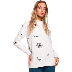 Bluza oversize z nadrukiem - ecru. Bluzy damskie Moe, z elastanu, bez kaptura. W wyprzedaży za 169,00 zł.