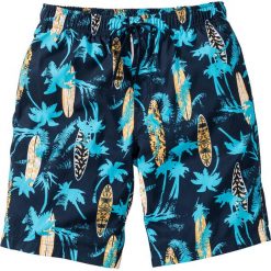 Bermudy plażowe Regular Fit bonprix ciemnoniebieski z nadrukiem. Niebieskie spodenki i szorty męskie bonprix, s, z nadrukiem. Za 74,99 zł.