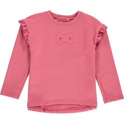 Bluza w kolorze jagodowym. Różowe bluzy niemowlęce lamino, z nadrukiem, z dresówki, bez rękawów, bez kaptura. W wyprzedaży za 31,95 zł.