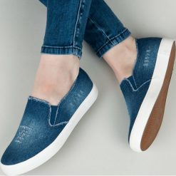 Trampki damskie slip on: Jeansowe slipony ANIYAH