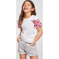 Mango Kids - Top dziecięcy Winner 110-164 cm. Szare topy damskie marki Mango Kids, z nadrukiem, z bawełny, z okrągłym kołnierzem. Za 49,90 zł.