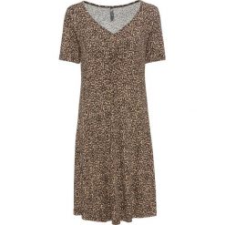 Sukienka shirtowa bonprix brązowy - leo. Pomarańczowe sukienki damskie bonprix, bez wzorów, bez kołnierzyka, z krótkim rękawem, krótkie, mini. Za 74,99 zł.