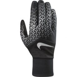 Rękawiczki męskie: Nike Rękawiczki męskie Printed Dri-fit Tempo 360 Run Gloves czarno-srebrne r. M