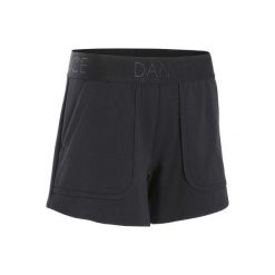 Spodenki z paskiem do tańca nowoczesnego damskie czarne. Czarne spodenki sportowe damskie DOMYOS, xs, bez wzorów, z elastanu, street, na fitness i siłownię. Za 59,99 zł.