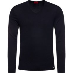 Sweter Hugo 50379556. Niebieskie swetry męskie HUGO, xxl, bez wzorów, klasyczne, z klasycznym kołnierzykiem, bez kaptura. W wyprzedaży za 289,00 zł.