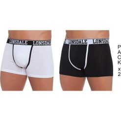 Bokserki (2 szt.) w kolorze w kolorze białym i czarnym. Czarne bokserki męskie Lonsdale, Kangol, Crosshatch, bez wzorów. W wyprzedaży za 37,95 zł.