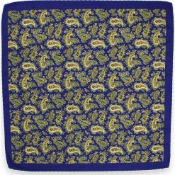 Elegancka Poszetka Męska z Motywem Paisley - 28x28 cm - Alties POSZALTS0171. Żółte poszetki męskie Alties, bez wzorów, z materiału, eleganckie. Za 27,00 zł.