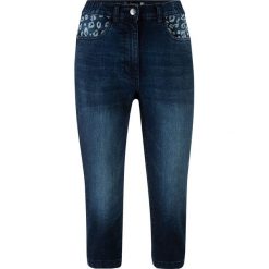 Dżinsy rybaczki wzorzyste bonprix ciemny denim wzorzysty. Jeansy damskie bonprix. Za 109,99 zł.