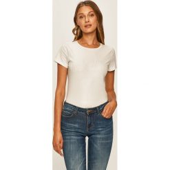 Liu Jo - T-shirt. Białe topy damskie Liu Jo, s, z aplikacjami, z elastanu, casualowe, z okrągłym kołnierzem. W wyprzedaży za 179,90 zł.