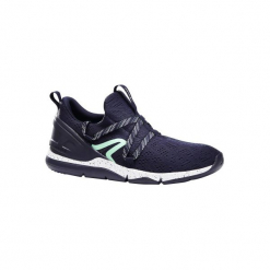 Buty damskie do szybkiego marszu PW 140 w kolorze niebiesko-zielonym. Niebieskie buty do fitnessu damskie marki NEWFEEL, z poliesteru. Za 79,99 zł.