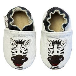 Buciki niemowlęce: Skórzane buty niemowlęce „Zebra” w kolorze białym
