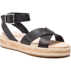 Espadryle CLARKS - Botanic Poppy 261419964 Black Leather. Czarne espadryle damskie Clarks, bez wzorów, ze skóry, bez obcasa. W wyprzedaży za 259,00 zł.