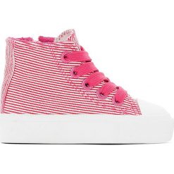 Buty sportowe z płótna w paski 19-25. Czerwone buty dziewczęce sportowe marki La Redoute Collections, z materiału, na obcasie, z paskami. Za 52,88 zł.