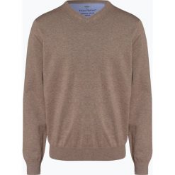 Fynch Hatton - Sweter męski, beżowy. Brązowe swetry męskie marki Fynch-Hatton, xxl, bez wzorów, z bawełny, klasyczne, z klasycznym kołnierzykiem, bez kaptura. Za 249,95 zł.