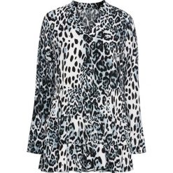 Długa tunika w cętki leoparda bonprix czarno-biały z nadrukiem. Czarne tuniki damskie bonprix, z nadrukiem. Za 79,99 zł.