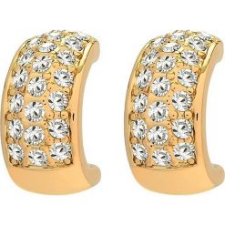 Kolczyki damskie: Pozłacane kolczyki-półkreole z kryształkami Swarovski