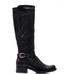 Buty zimowe damskie: Czarne Kozaki BELINDA